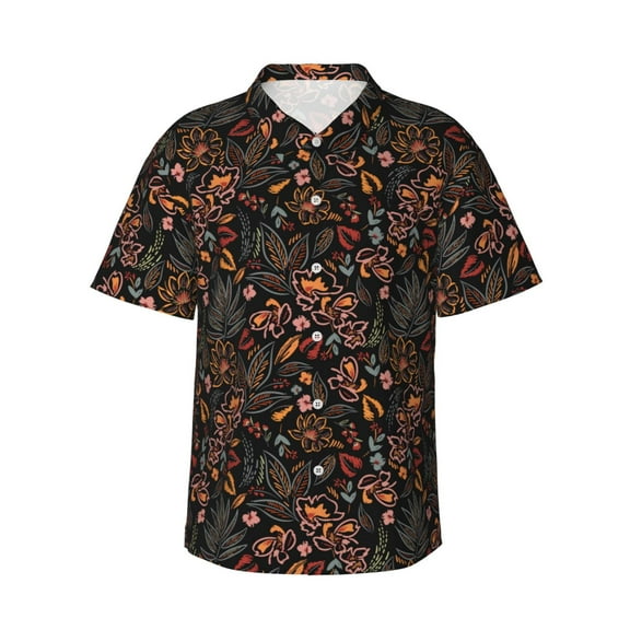Rateoe Floral Pattern Men’s Hawaiian Shirt – Short Sleeve Button-Down Tropical Beach Shirt, Lightweight & Breathable Casual Aloha Shirt with Pocket,Small