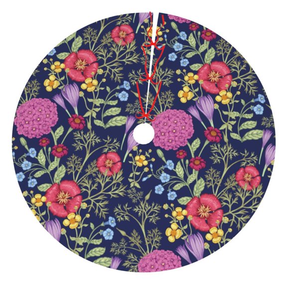 Rateoe Floral Print Christmas Tree Skirt 30" for Xmas Holiday New Year Party Circle Tree Mat Ornaments Decoration