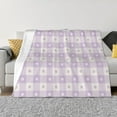 thumbnail image 1 of Rateoe Floral Purple Buffalo Plaid Pattern Flannel Throw Blanket, Ultra-soft Blanket for Bed, Couch, Car, Hypoallergenic Anti-pilling blanket-50"x40"(Horizontal), 1 of 6