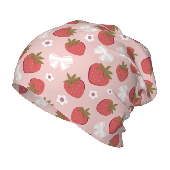 Rateoe Floral Strawberr Kids Beanie Warm Knit Beanie Hats Boys Girls Winter Hat Soft Slouchy Hats for Kids