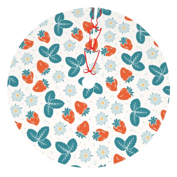 Rateoe Floral Strawberr Print Christmas Tree Skirt 30" for Xmas Holiday New Year Party Circle Tree Mat Ornaments Decoration