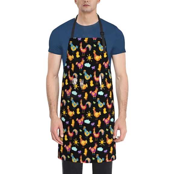 Rateoe Flowe Rooster Aprons with Pocket,Men Womens Aprons Waterproof Adjustable Cooking Aprons for Kitchen Gardening and Salon