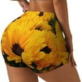 thumbnail image 1 of Rateoe Flower Bush Sunflower Printed Power Workout Shorts for Women Tummy Control Squat Proof Ribbed Thick Seamless Scrunch Active Short-Medium, 1 of 8