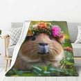 thumbnail image 1 of Rateoe Flower Crown Guinea Pig Pattern Flannel Throw Blanket, Ultra-soft Blanket for Bed, Couch, Car, Hypoallergenic Anti-pilling blanket-60"x50"(Vertical), 1 of 6