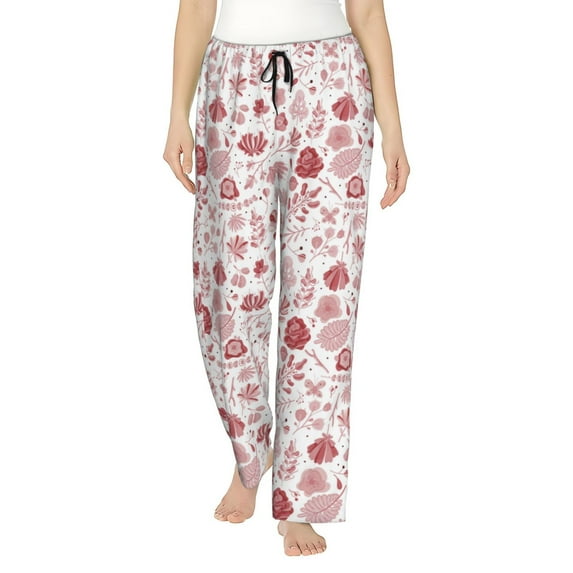 Rateoe Flower Leaves Pattern Women’s Ultra-Soft Comfy Pajama Lounge Pants Sleepwear,Comfortable Lounge Wear,lightweight Pajamas, Casual Home Wear-XX-Large