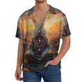 thumbnail image 1 of Rateoe Flower Meditating Rabbit Pattern Men's Short Sleeve Classic Shirt, Casual Short-Sleeved Shirt, Lightweight Summer Shirt, Cuban Collar Shirt,Button-Front Shirt-Large, 1 of 5