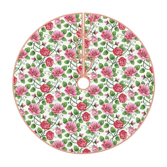 Rateoe Flower Pattern Christmas Tree Skirt with Ties , Christmas Tree Decorations, Farmhouse Christmas Decor Xmas Holiday Decorations-30"