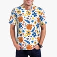 thumbnail image 1 of Rateoe Flower Pattern Men's Short Sleeve Polo Shirts, Golf Polo Shirts Short Sleeve Performance Moisture Wicking Dry-4X-Large, 1 of 6