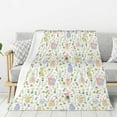 thumbnail image 1 of Rateoe Flower Rabbit Pattern Flannel Throw Blanket, Ultra-soft Blanket for Bed, Couch, Car, Hypoallergenic Anti-pilling blanket-50"x40"(Vertical), 1 of 6