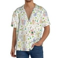 thumbnail image 1 of Rateoe Flower Rabbit Pattern Men's Short Sleeve Classic Shirt, Casual Short-Sleeved Shirt, Lightweight Summer Shirt, Cuban Collar Shirt,Button-Front Shirt-XX-Large, 1 of 5