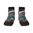 thumbnail image 1 of Rateoe Flower White Dolphin Pattern Quarter Crew Socks,Toe Seamed Ankle Socks,Cotton Cushioned Breathable Athletic Crew Sports Socks, 1 of 7
