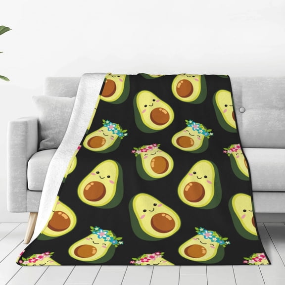 Rateoe Flowers Avocado Print Fuzzy Fleece Throw Blanket Extra Large,Super Soft,Fluffy and Warm Blankets for Couch,Bed,All Season Use (60"x50")