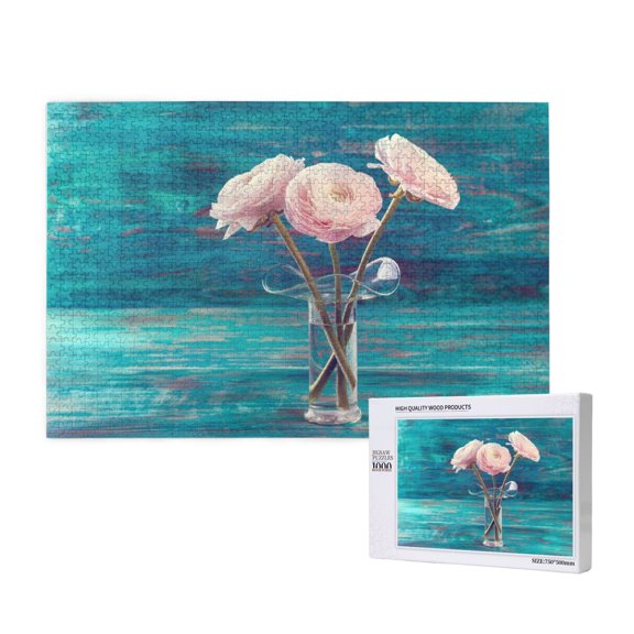 Rateoe Flowers in Glass Vase Pattern Wooden Picture Puzzle ,1000 Piece Jigsaw Puzzle ,Family Fun Puzzle, Home Décor Puzzle, Gift Puzzle(Horizontal style)