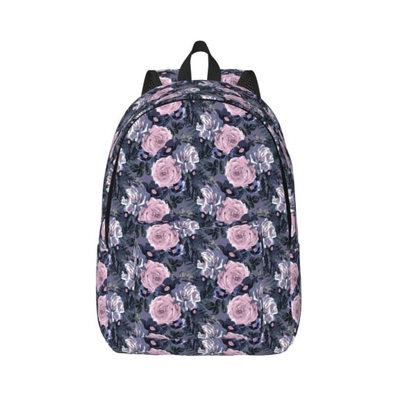 Rateoe Flowers Pattern Canvas College Laptop Backpack,Travel Daypack,Durable Rucksack Travel Notebook Bag School Backpack Book Bag for Men Women-Medium