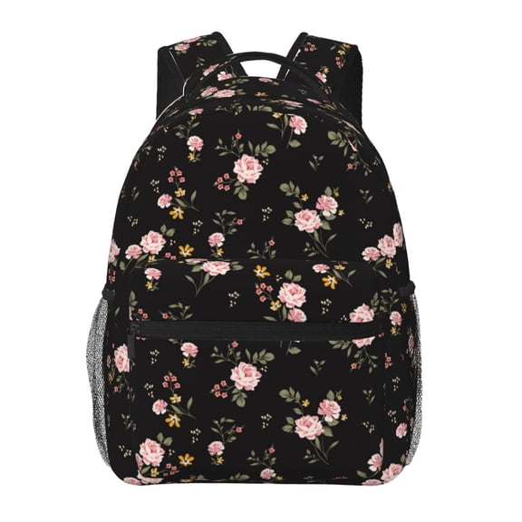 Rateoe Flowers Pattern Casual Backpack for School, Work, Travel Adjustable Straps, Multiple Compartments Ergonomic Design, Fits Laptops and Tablets