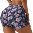 thumbnail image 1 of Rateoe Flowers Printed Power Workout Shorts for Women Tummy Control Squat Proof Ribbed Thick Seamless Scrunch Active Short-X-Large, 1 of 8
