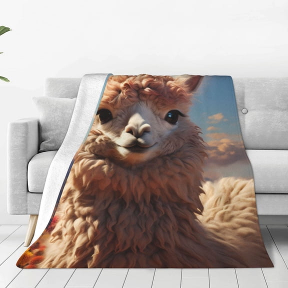 Rateoe Fluffy Alpaca Mountain Meadow Print Fuzzy Fleece Throw Blanket Extra Large,Super Soft,Fluffy and Warm Blankets for Couch,Bed,All Season Use (60"x50")