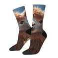 thumbnail image 1 of Rateoe Fluffy Alpaca Mountain Meadow for Women Casual Calf Socks - Cute Crew Socks - Thin Soft Above Ankle Socks Size 5-11, 1 of 6