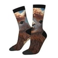 thumbnail image 1 of Rateoe Fluffy Alpaca Mountain Meadow for Women Casual Calf Socks - Cute Crew Socks - Thin Soft Above Ankle Socks Size 5-11, 1 of 6