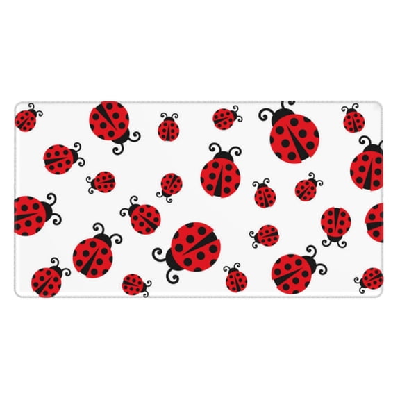 Rateoe Fly Flying Ladybug Print Mouse Pad - Extended Large Gaming Mousepad,Non-Slip Stitched Edge,16x29.5 Inch