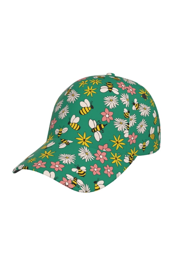 Flying Bees Pattern Baseball Cap Outdoor Cap Mountain Dad Hat - Unstructured Soft Cotton Cap-Adjustable UV Protection Cap