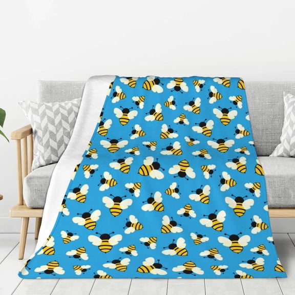Rateoe Flying Bees Pattern Flannel Throw Blanket, Ultra-soft Blanket for Bed, Couch, Car, Hypoallergenic Anti-pilling blanket-40"x30"(Vertical)