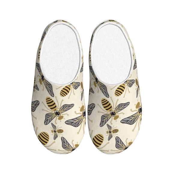 Rateoe Flying Bees1 Print Women's Men's Cotton Knit Slippers Lightweight Memory Foam Indoor House Shoes with Anti-Skid Sole-40/41