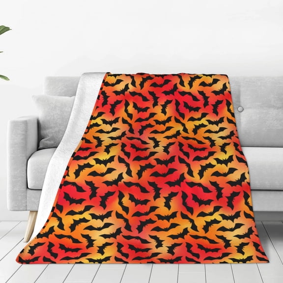 Rateoe Flying Black Bat Print Fuzzy Fleece Throw Blanket Extra Large,Super Soft,Fluffy and Warm Blankets for Couch,Bed,All Season Use (40"x30")