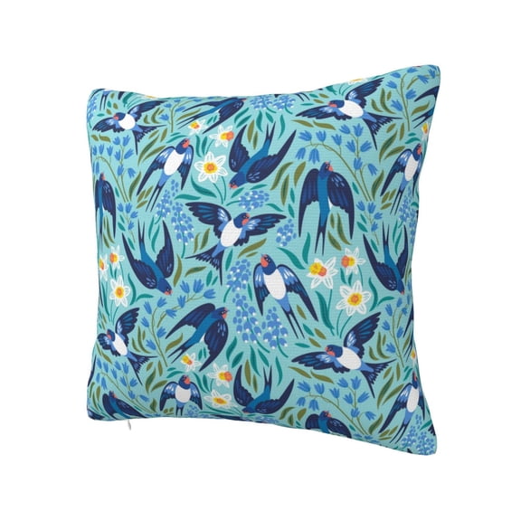 Rateoe Flying Swallows Pattern Throw Pillow Cover Premium Pillow Stuffer Sham Square for Decorative Cushion Bed Couch Sofa(Pillow insert not included)
