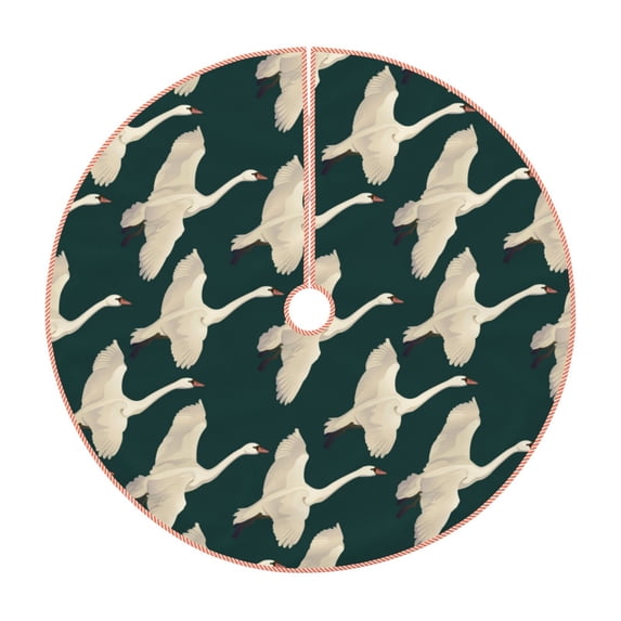 Rateoe Flying Swans Pattern Christmas Tree Skirt with Ties , Christmas Tree Decorations, Farmhouse Christmas Decor Xmas Holiday Decorations-48"