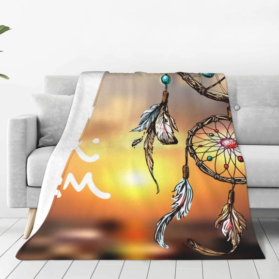 Rateoe Follow Your Dream Dreamcatcher Print Fuzzy Fleece Throw Blanket Extra Large,Super Soft,Fluffy and Warm Blankets for Couch,Bed,All Season Use (60"x50")