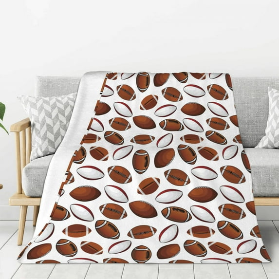 Rateoe Football Pattern Flannel Throw Blanket, Ultra-soft Blanket for Bed, Couch, Car, Hypoallergenic Anti-pilling blanket-60"x50"(Vertical)