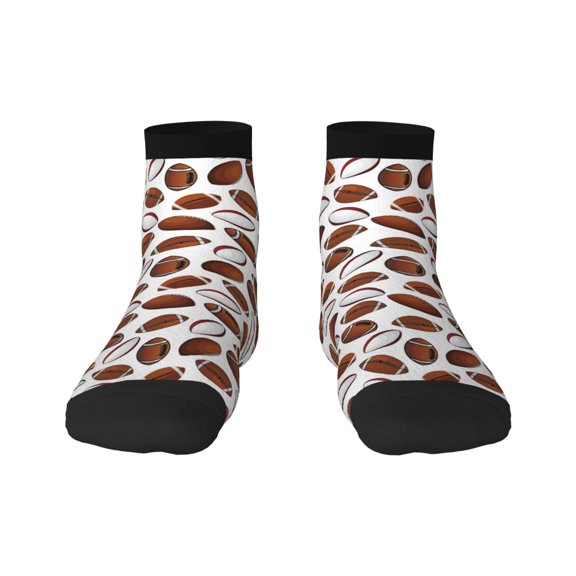 Rateoe Football Pattern Quarter Crew Socks,Toe Seamed Ankle Socks,Cotton Cushioned Breathable Athletic Crew Sports Socks