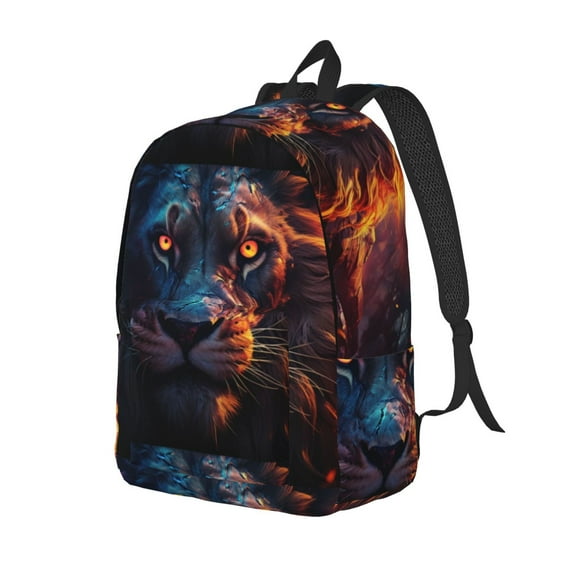 Rateoe Forest Cool Lion Pattern Durable Canvas Backpack for Men & Women – Stylish & Lightweight – Adjustable Straps, Multiple Pockets – Fits 15-17 Inch LaptopsSmall