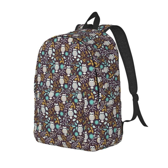 Rateoe Forest Cute Owl Pattern Durable Canvas Backpack for Men & Women – Stylish & Lightweight – Adjustable Straps, Multiple Pockets – Fits 15-17 Inch LaptopsMedium