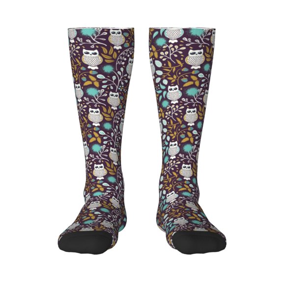 Rateoe Forest Cute Owl Pattern Women’s Knee High Crew Socks,Trouser Socks Comfortable, Breathable, Moisture-Wicking and Soft