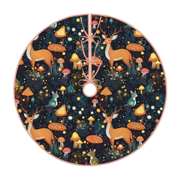 Rateoe Forest Elf Pattern Christmas Tree Skirt with Ties , Christmas Tree Decorations, Farmhouse Christmas Decor Xmas Holiday Decorations-30"