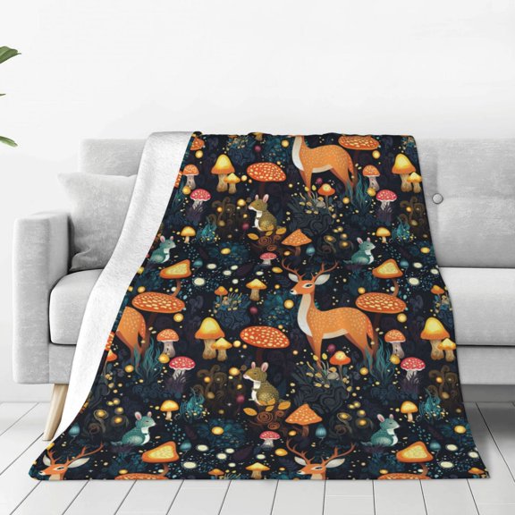 Rateoe Forest Elf Print Fuzzy Fleece Throw Blanket Extra Large,Super Soft,Fluffy and Warm Blankets for Couch,Bed,All Season Use (60"x50")