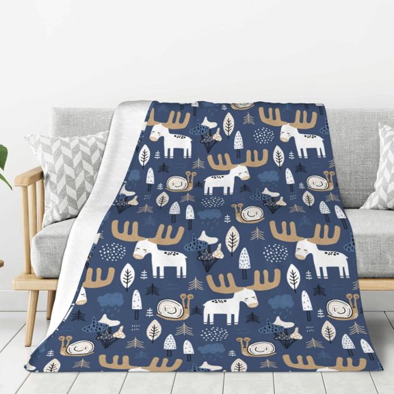 Rateoe Forest Elk Pattern Flannel Throw Blanket, Ultra-soft Blanket for Bed, Couch, Car, Hypoallergenic Anti-pilling blanket-40"x30"(Vertical)