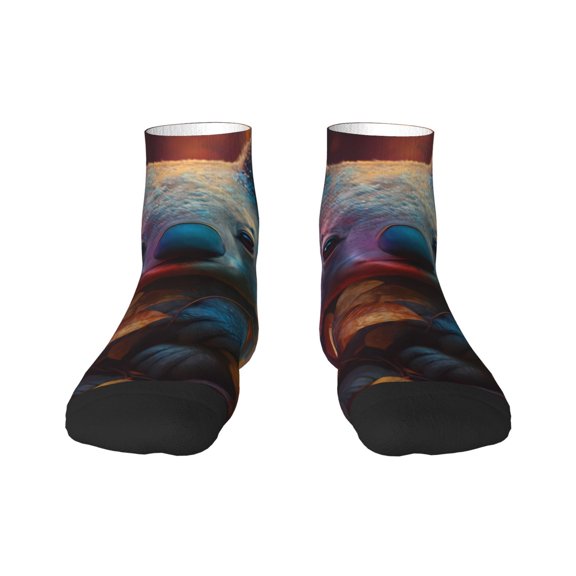 Rateoe Forest Koala Pattern Quarter Crew Socks,Toe Seamed Ankle Socks,Cotton Cushioned Breathable Athletic Crew Sports Socks