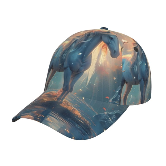 Rateoe Forest Lake White Horse Pattern Mens Baseball Cap Adjustable Curved Brim Hat, Soft Cotton Sports Cap for Outdoor, Casual, and Everyday Wear, Comfortable & Breathable