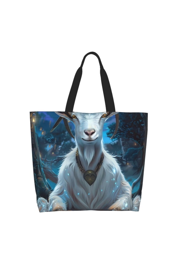 Forest Meditating Goat Tote Bag - Waterproof Lightweight Handbags Travel Shoulder Bag for Hiking Yoga Gym Swimming Travel Beach