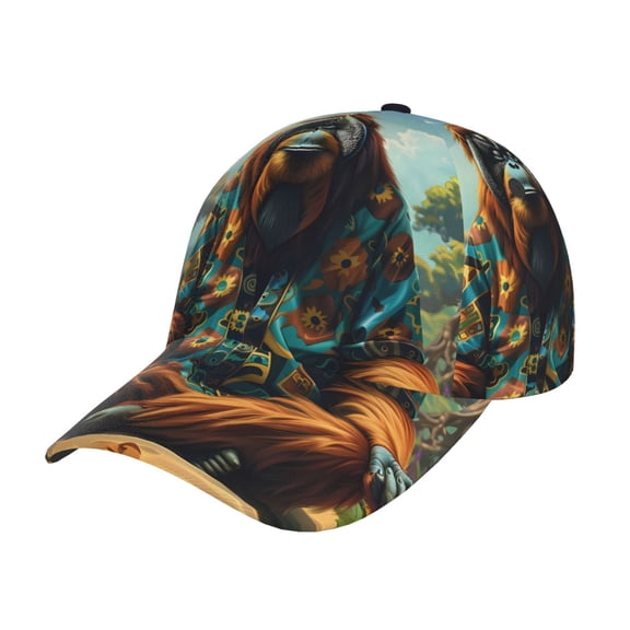 Rateoe Forest Meditating Gorilla Pattern Baseball Cap Outdoor Cap Mountain Dad Hat - Unstructured Soft Cotton Cap-Adjustable UV Protection Cap