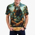 thumbnail image 1 of Rateoe Forest Meditating Gorilla Pattern Men's Short Sleeve Polo Shirts, Golf Polo Shirts Short Sleeve Performance Moisture Wicking Dry-4X-Large, 1 of 6