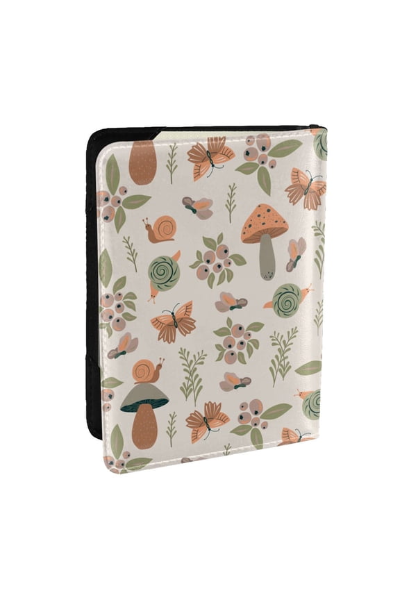 Forest Mushrooms Insects Pattern Passport Holder Wallet Leather Mulit-purpose Travel Wallet Credit Cards Case ,Passport Cover for Women Men-6.5 in
