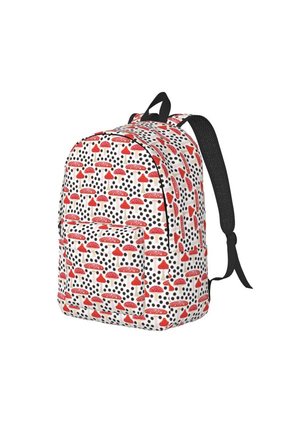 Forest Mushrooms Pattern Durable Canvas Backpack for Men & Women – Stylish & Lightweight – Adjustable Straps, Multiple Pockets – Fits 15-17 Inch LaptopsMedium