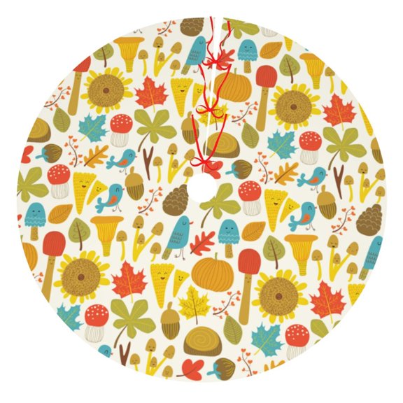 Rateoe Forest Mushrooms Print Christmas Tree Skirt 30" for Xmas Holiday New Year Party Circle Tree Mat Ornaments Decoration