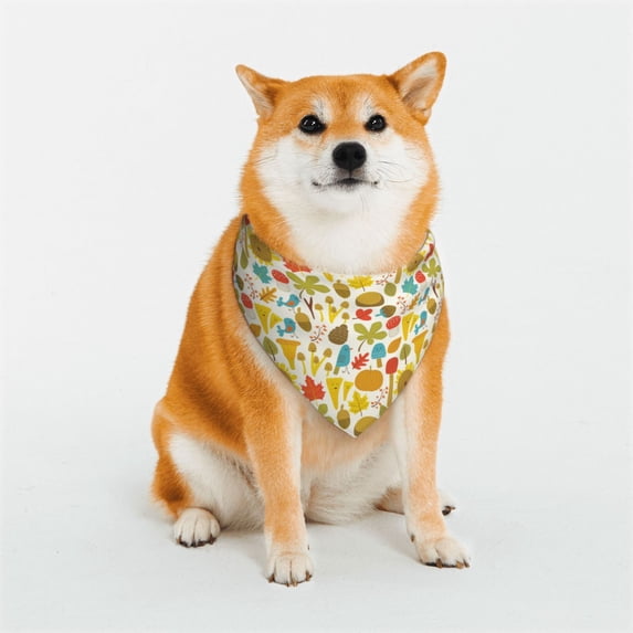 Rateoe Forest Mushrooms Print Pet Scarf for Dogs and Cats – Stylish Reflective Design, Breathable & Durable Pet Bandana with Quick-Release Buckle-Medium