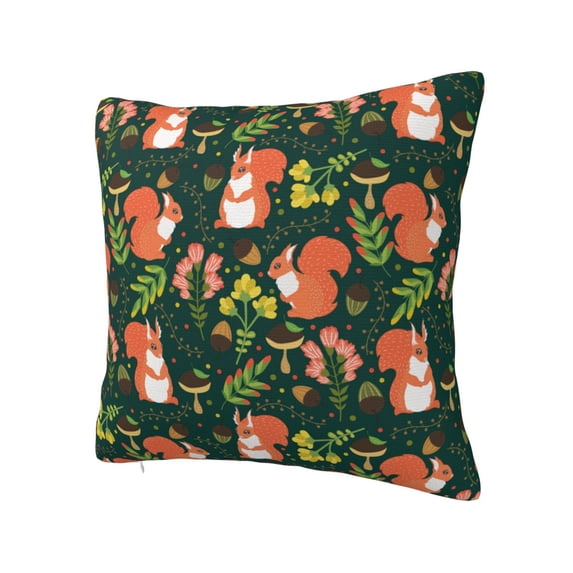 Rateoe Forest Squirrel Pattern Throw Pillow Cover Premium Pillow Stuffer Sham Square for Decorative Cushion Bed Couch Sofa(Pillow insert not included)