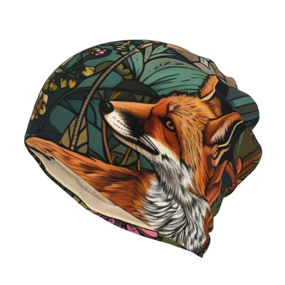 Rateoe Fox Bathtub Floral Art Cotton Slouchy Beanie Hat for Men/Women,Lightweight Oversize Large Thin Skull Cap Night Sleeping Cap